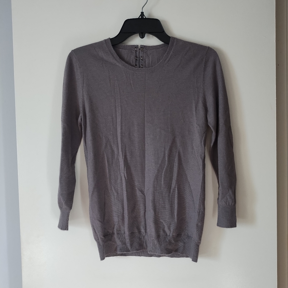 MARLOWE 100% Cashmere Hook + Eye Back Sweater XS